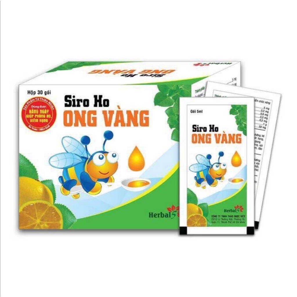[HCM]Siro Ho Ong Vàng Herbal bổ phế giảm ho  30 Gói X 5Ml