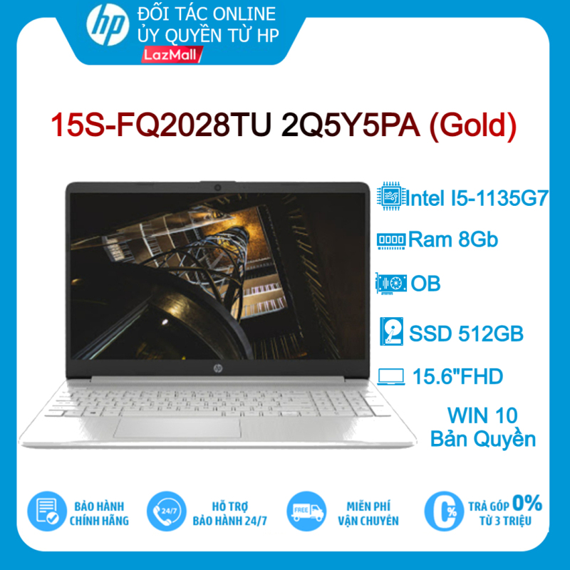 [Trả góp 0%]Laptop HP 15S-FQ2028TU 2Q5Y5PA Gold I5-1135G7| 8GB| 512GB| OB| 15.6″FHD| WIN10-Hàng chính hãng new 100%