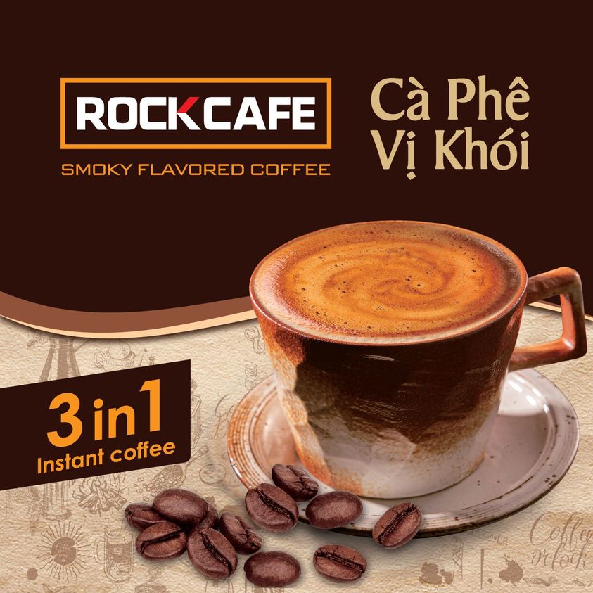Rockcafe - Smoky Flavored Coffee - 3-in-1 Instant Coffee - Box of 12 Packs X 20Gr - Unique Flavor - Unbeatably Delicious