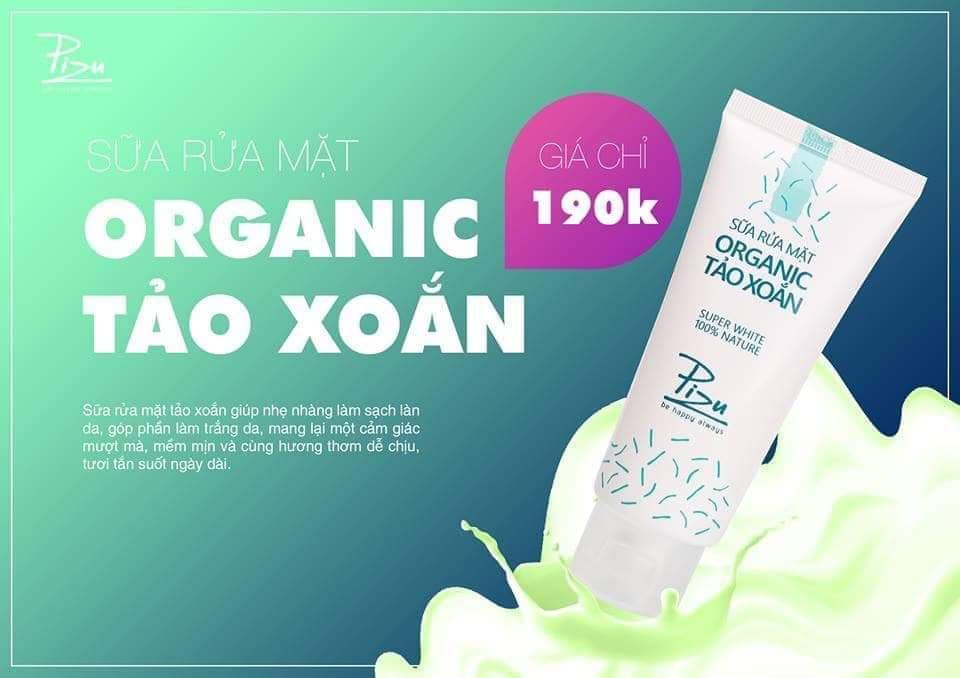 sữa rửa mặt OGANIC TẢO Xoẵn Pizu