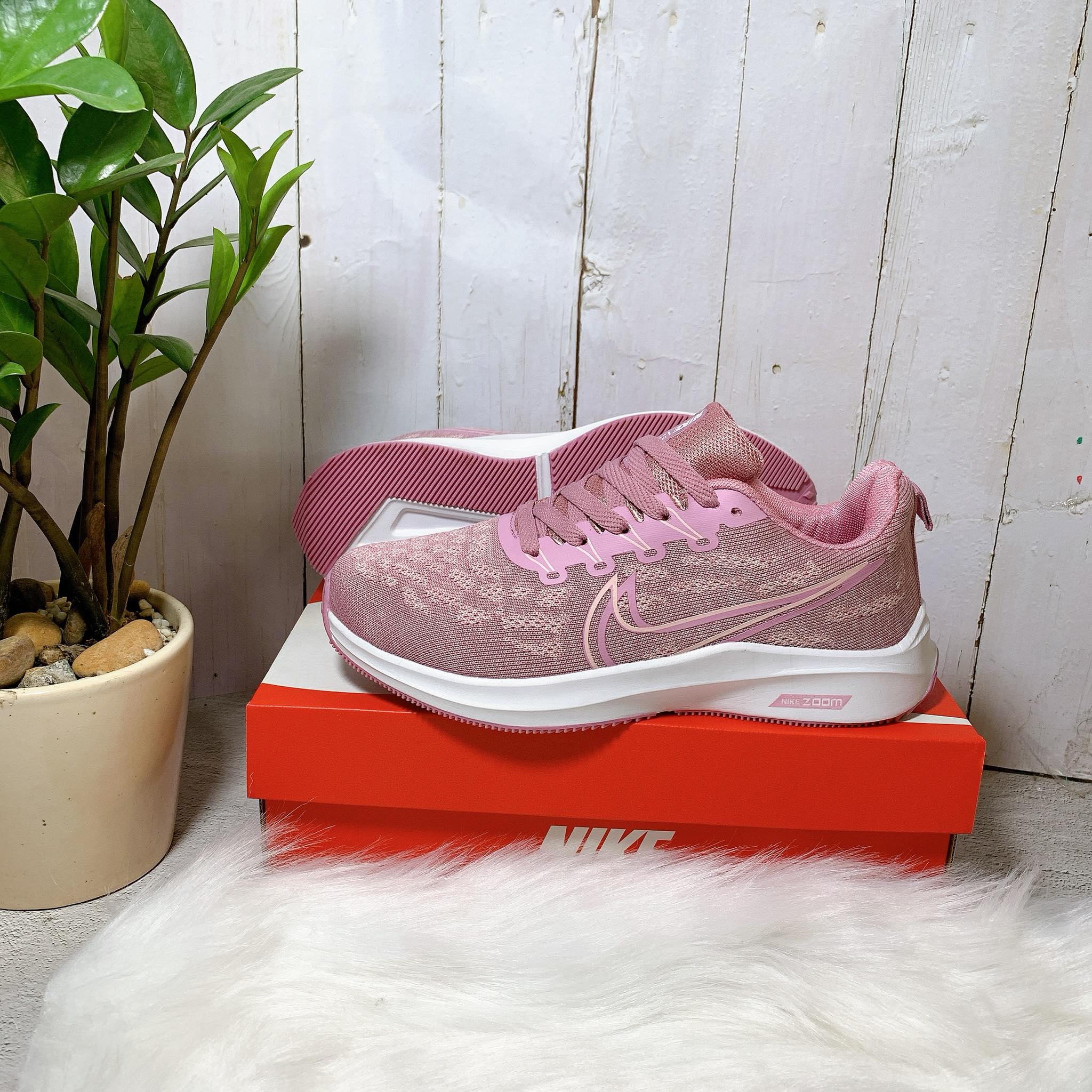 [HCM]Giày sneaker đế cao nữ hồng full - kèm hộp