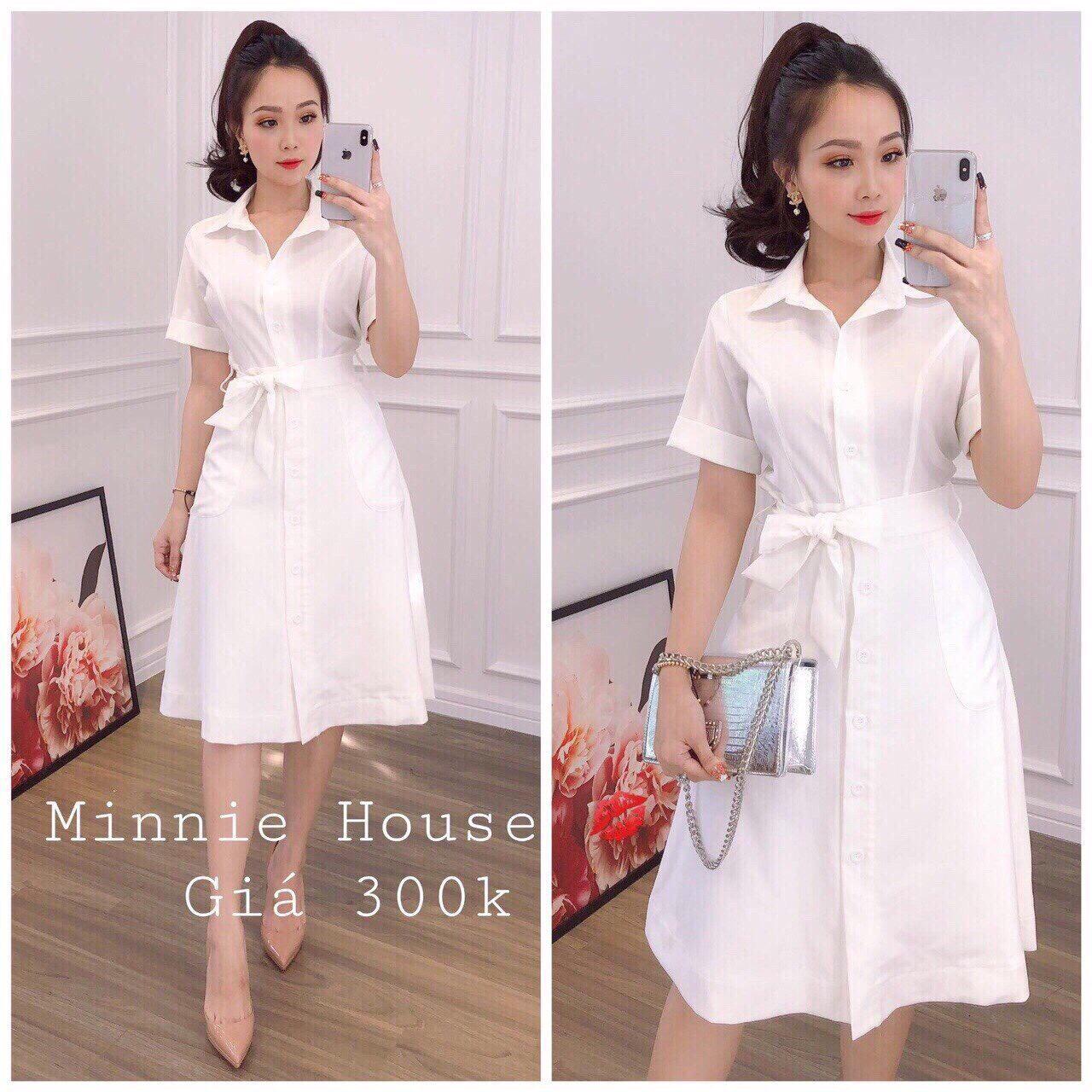 ( HÌNH THẬT) ĐẦM SƠ MI CỘT EO HÀNG QUẢNG CHÂU