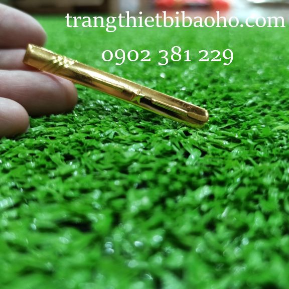 Kẹp cà vạt bảo vệ, kẹp đính sao vàng đồng - hình thật