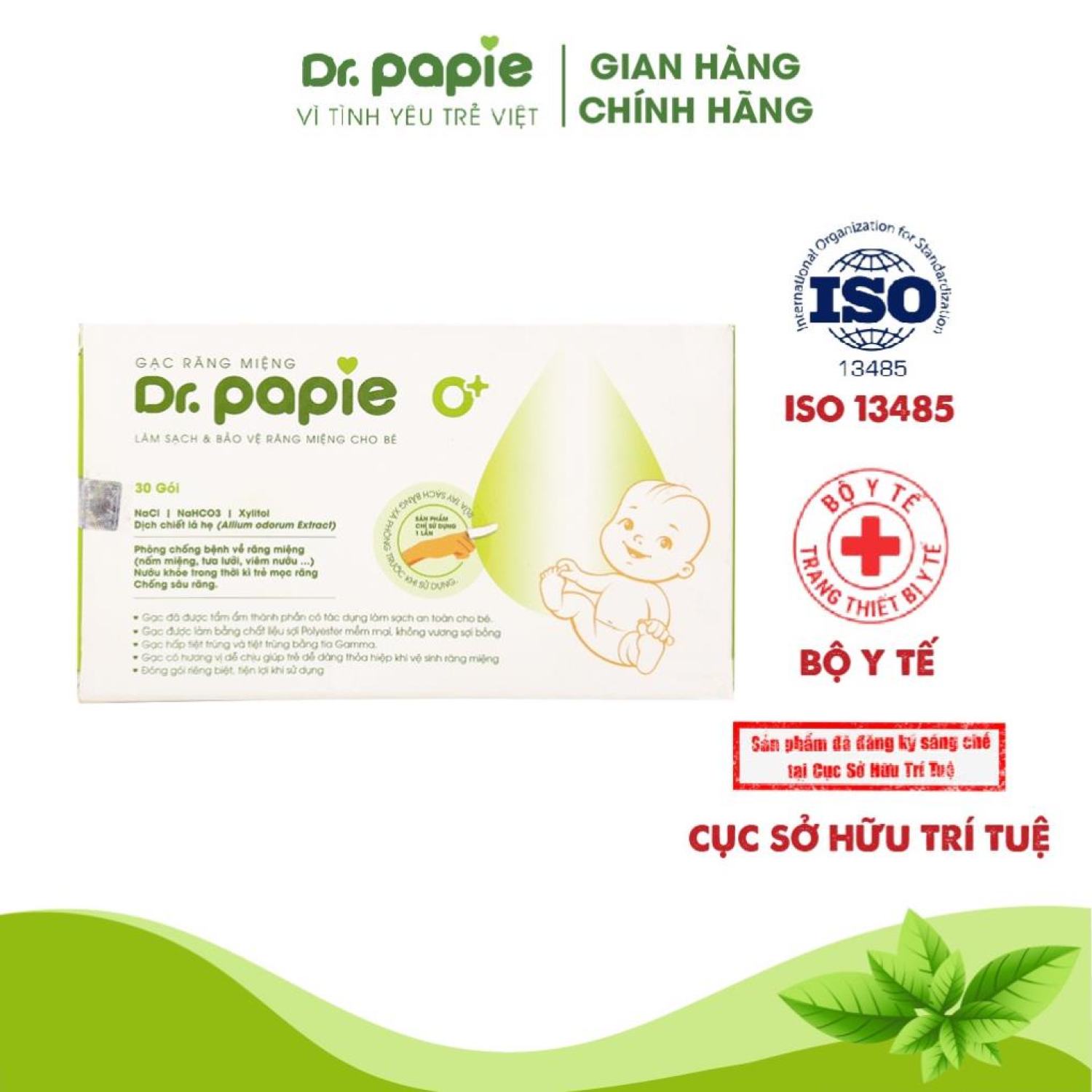 Gạc rơ lưỡi dr papie vệ sinh răng miệng cho bé