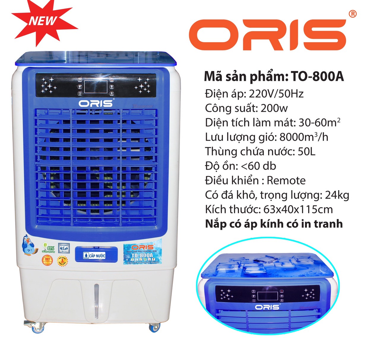 [HCM][Trả góp 0%]Máy làm mát không khí ORIS TO-800A
