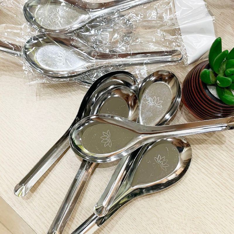 Combo 5  Thìa phở inox cán dài loại dày