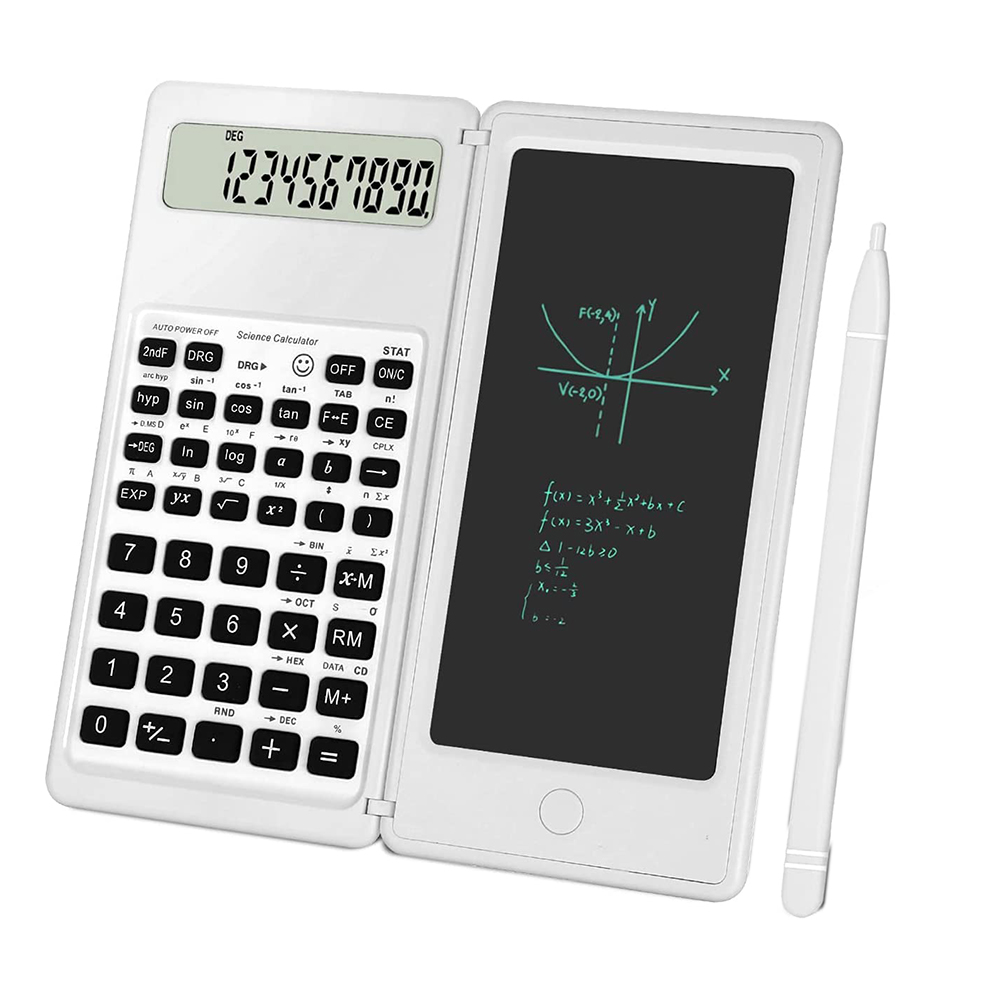Scientific Calculator 10-Digit LCD Display Engineering Calculator with Writing Tablet for High School and College