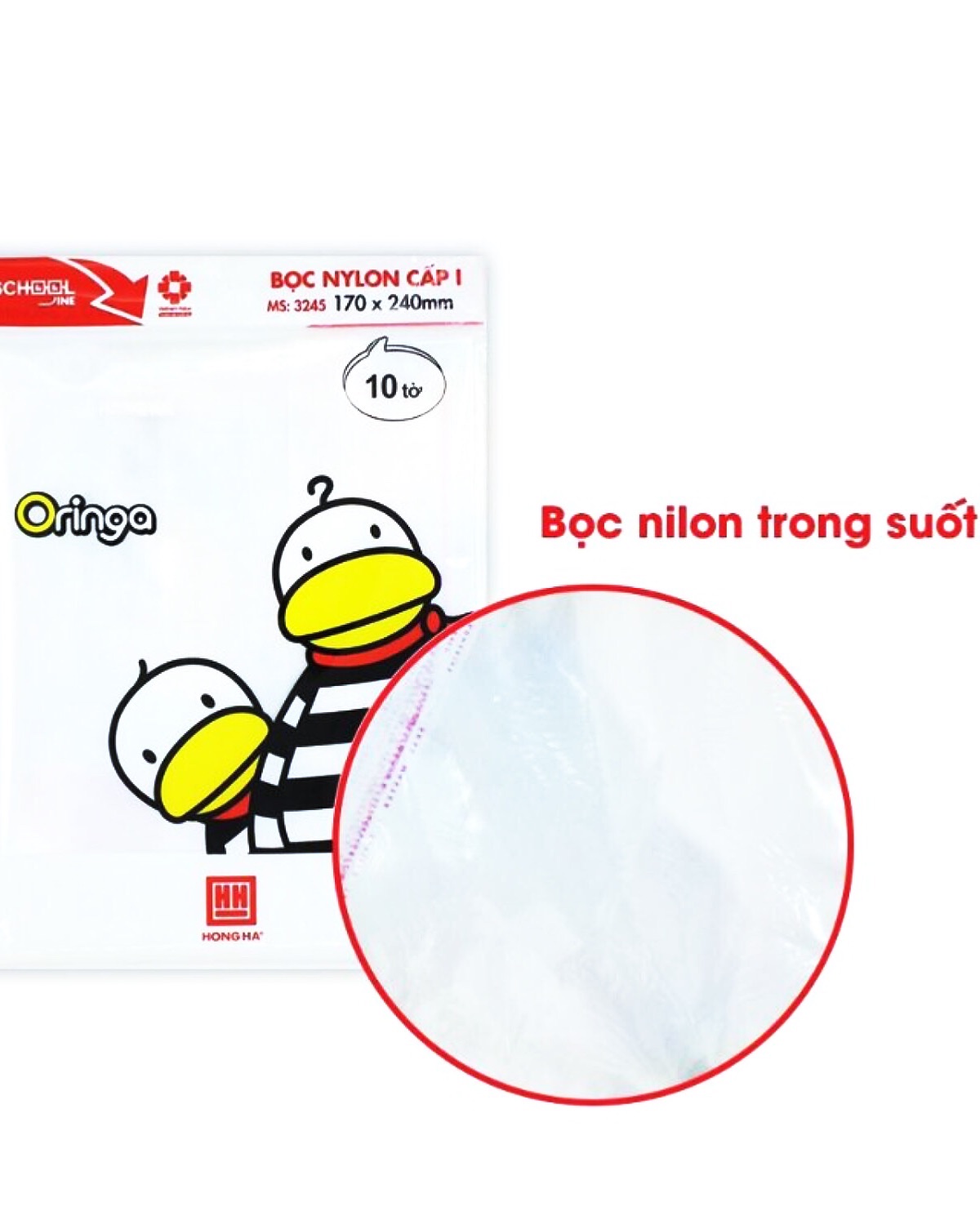 Bọc vở nilon cấp I Hồng Hà (3245) tập 10 chiếc