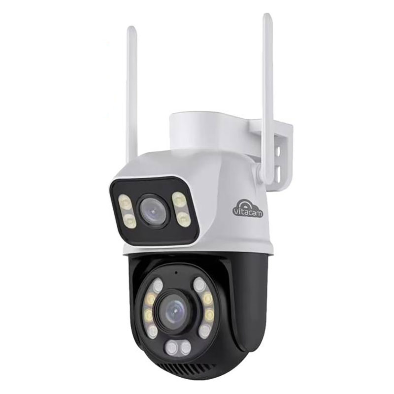 Camera IP Wifi Ngoài trời Vitacam DZ3000 Pro /DZ8000 2 MẮT 3MPX 4 LED trợ sáng 4 LED hồng ngoại đàm thoại 2 chiều hỗ trợ xoay 355 độ (Trắng) - Nhất Tín Computer