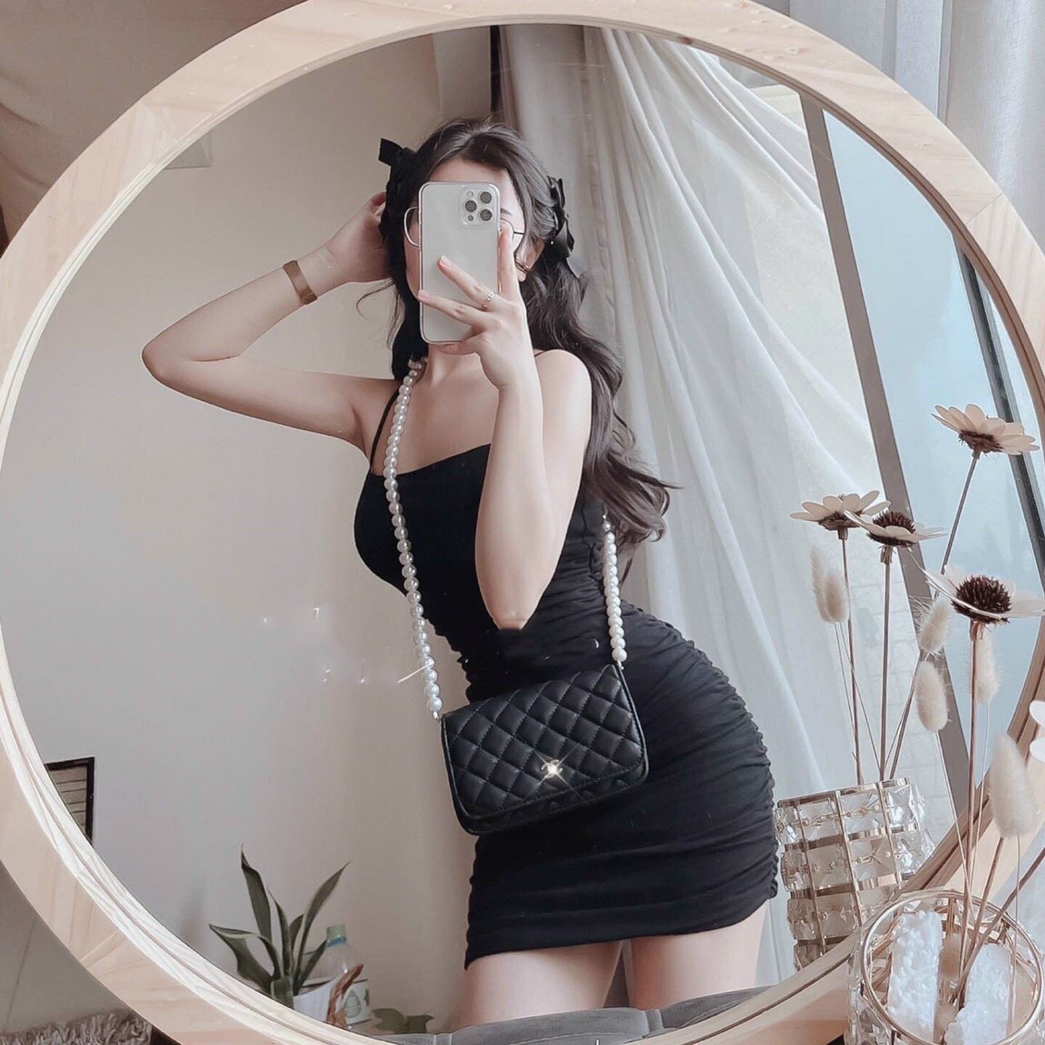 Set đầm 2 dây nhún 2 bên éo kèm áo khoác croptop ngoài siêu sexy
