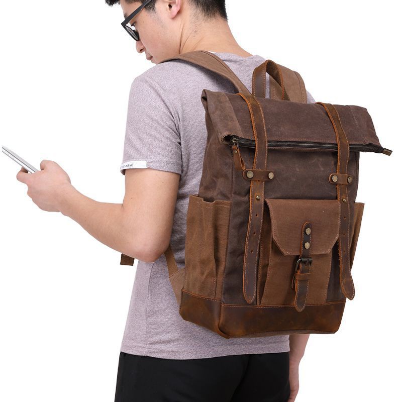 Balo Da Bò Thật balo canvas BL01 [ Bảo Hành 5 năm ] - Du Mục Store