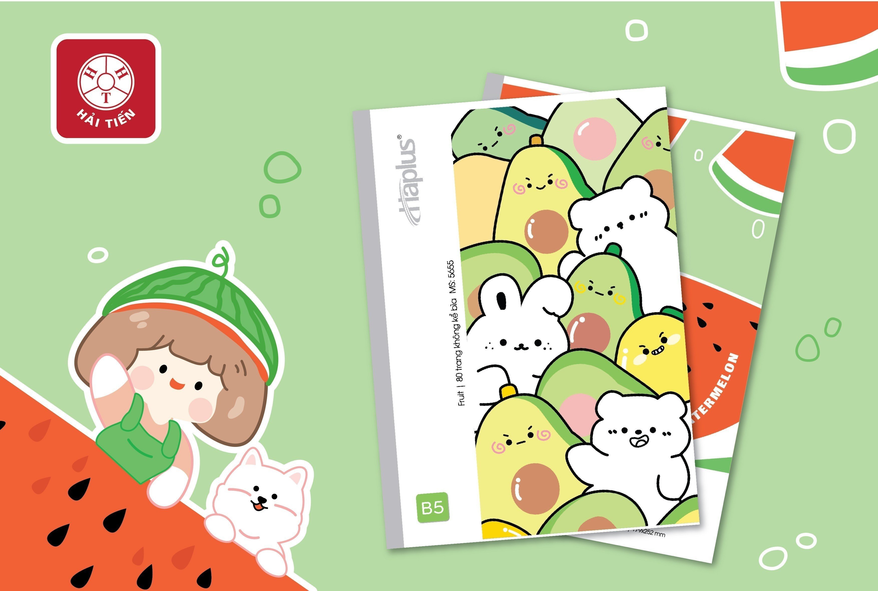 HẢI TIẾN Lốc Vở kẻ ngang Haplus - Fruit (80, 120, 200 trang)