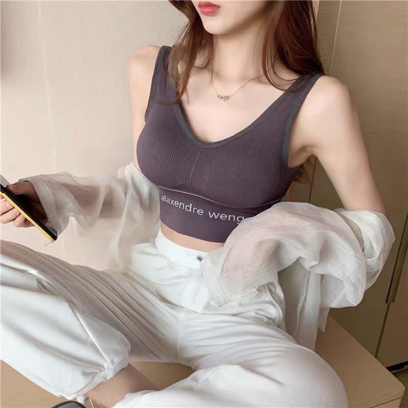 Áo Bra Thể Thao Ba Lỗ Thêu Chữ Đủ Màu Áo Croptop Tập Gym Yoga Hở Lưng Thoáng Khí - OB038
