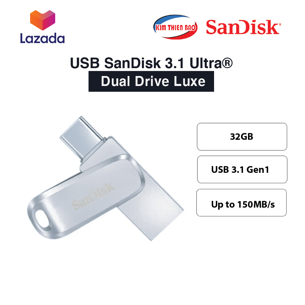 USB SanDisk 3.1 Ultra® Dual Drive Luxe USB TypeCTM Flash Drive, SDDDC4