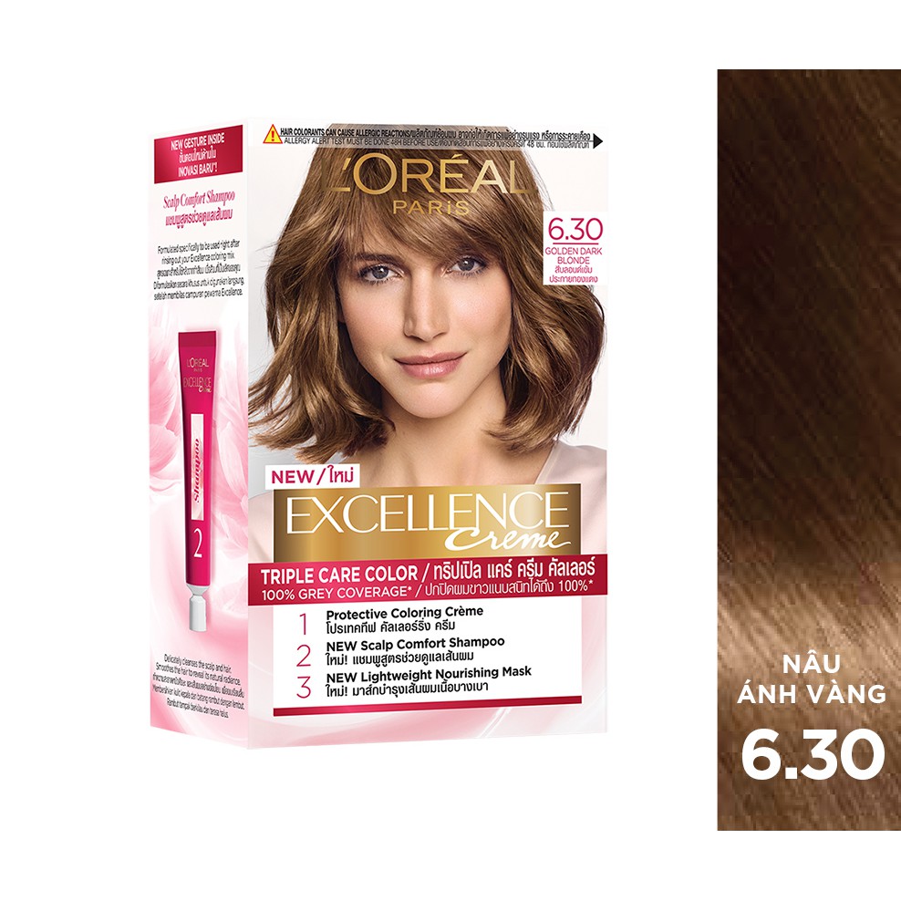 Thuốc nhuộm tóc Excellence Creme #6.30 sẽ mang đến cho bạn một mái tóc đầy sắc màu, bền đẹp và tuyệt vời. Bạn sẽ mất thời gian chỉ 30 phút để có được mái tóc bạn mơ ước.
