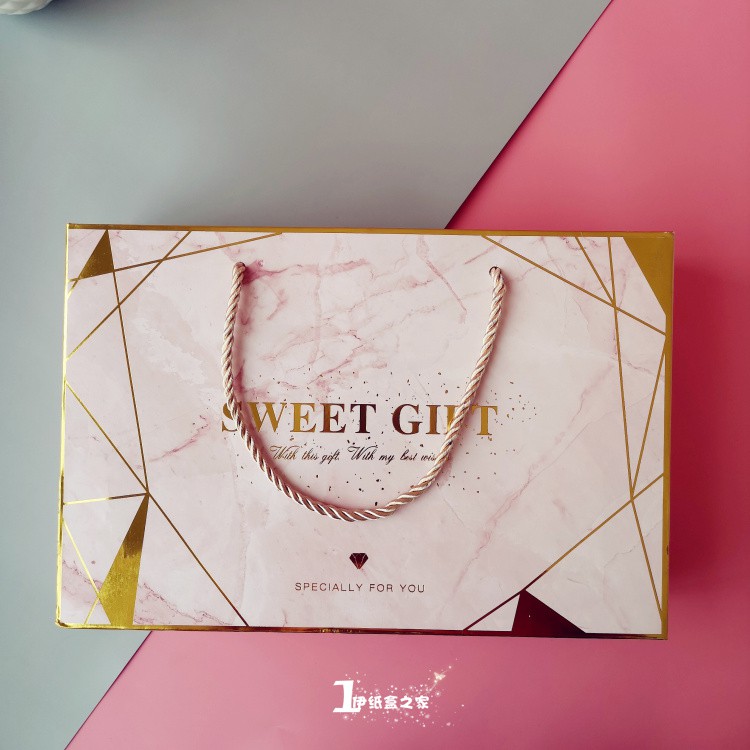 XÉ LẺ Bộ túi giấy +Hộp quà 26 * 16 * 5,5cm đựng quà, In chữ Sweet Gift phong cách châu Âu [Q320]