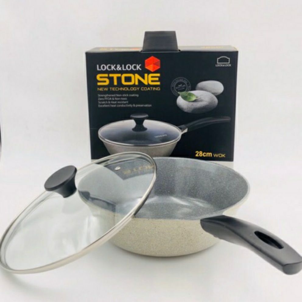 Chảo Đá Stone 7 Lớp Sâu Lòng Đáy Phẳng Lock&Lock 28cm LCA6285D (cam kết hàng chính hãng)