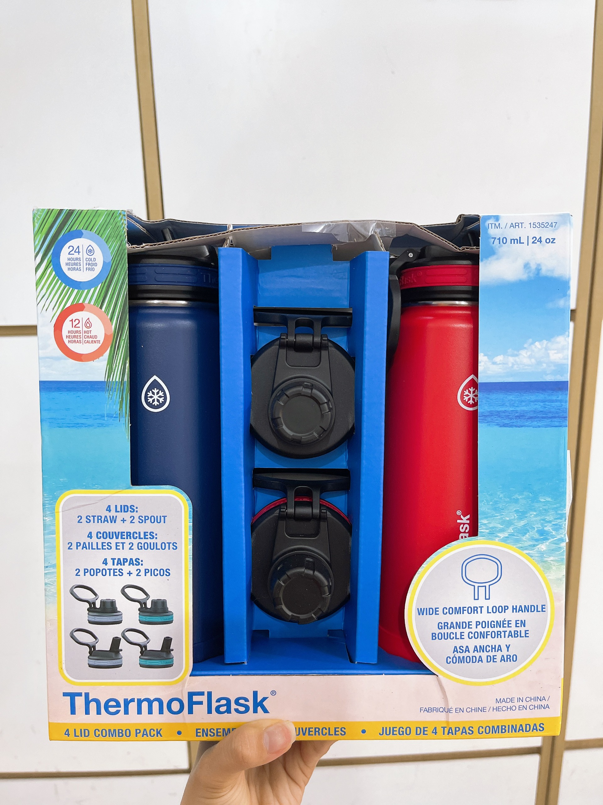 [ HÀNG CHUẨN MỸ ] Bình giữ nhiệt ThermoFlask 710 ml - 2 màu xanh/đỏ