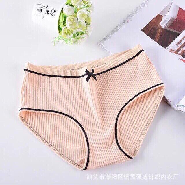 Set 5 panties cotton swab lacing Plaid delivery bow (freesize to 58kg)
