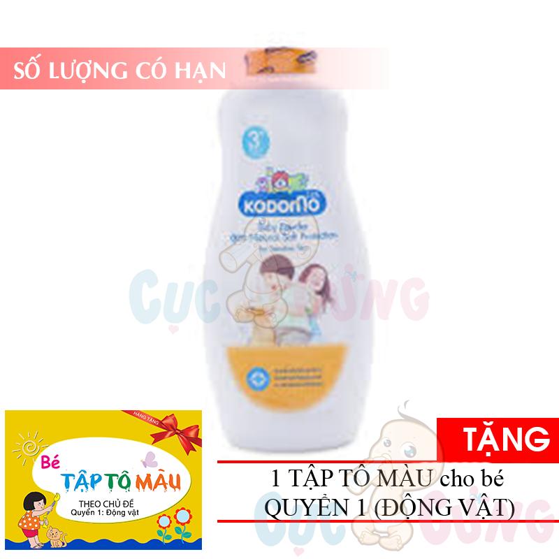 Phấn chống côn trùng Kodomo 360g -  Protection (cam) TẶNG 1 quyển tô màu (động vật) - phan chong con trung cho be