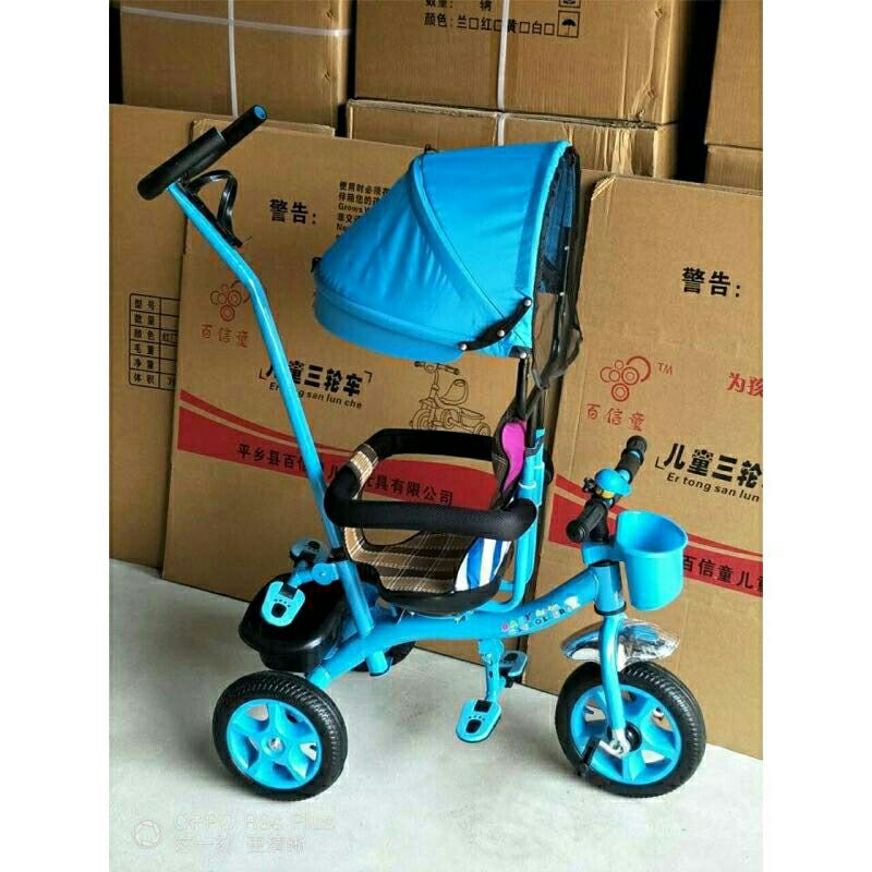 Xe dap  ba  bánh đẩy cán đẩy