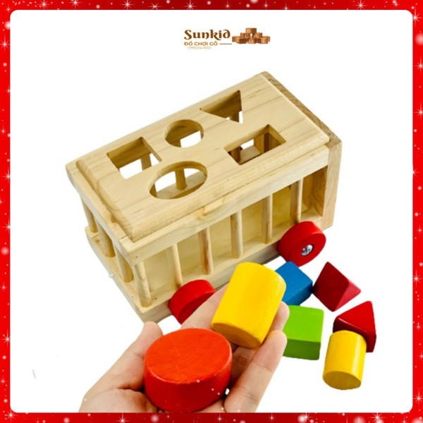 Xe thả hình khối bằng gỗ cho bé - đồ chơi trẻ em giúp bé phát triển IQ