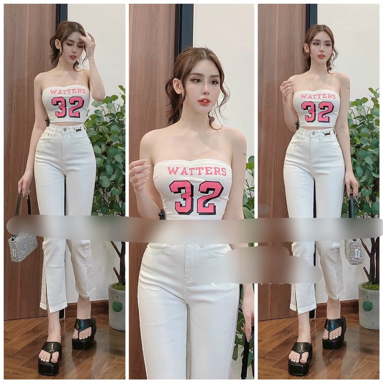 Áo bra ống kèm mút khoét hở lưng cài sau PC - áo ống quây số 32 thun borip gợi cảm TU