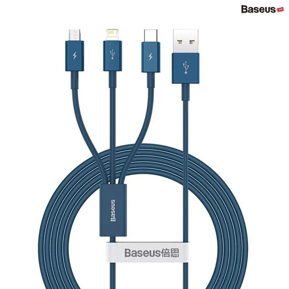 Cáp sạc 3 đầu Baseus Superior Series 3 in 1 (USB to Type C+ IP + Micro USB, 3.5A/ 1.5m, TPE Fast Charging Data Cable)