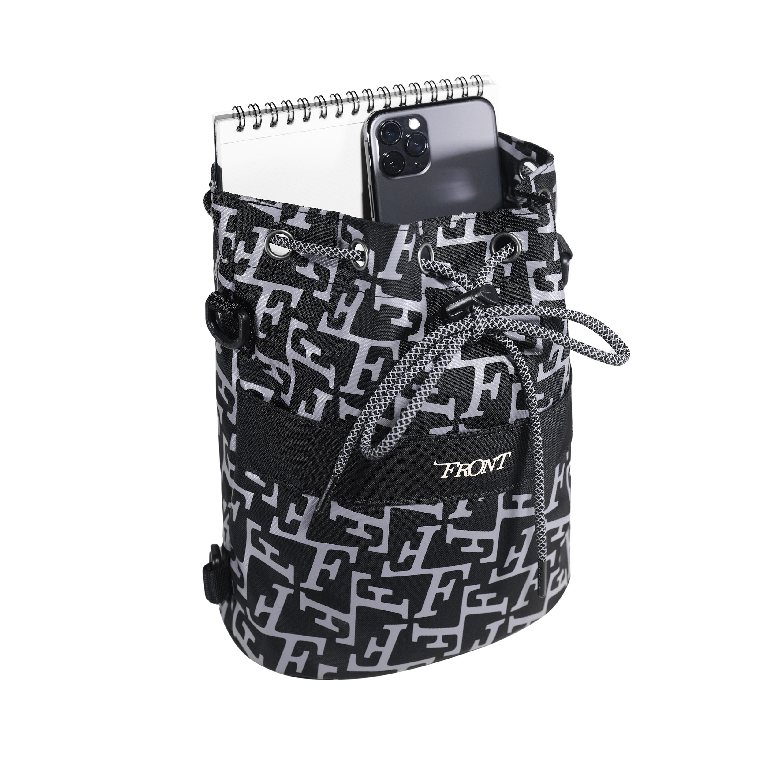 FRONT  The Knight F Abundant Mini Backpack D123 - BLACK - S  ♟ Balo mini FRONT chất liệu Polyester