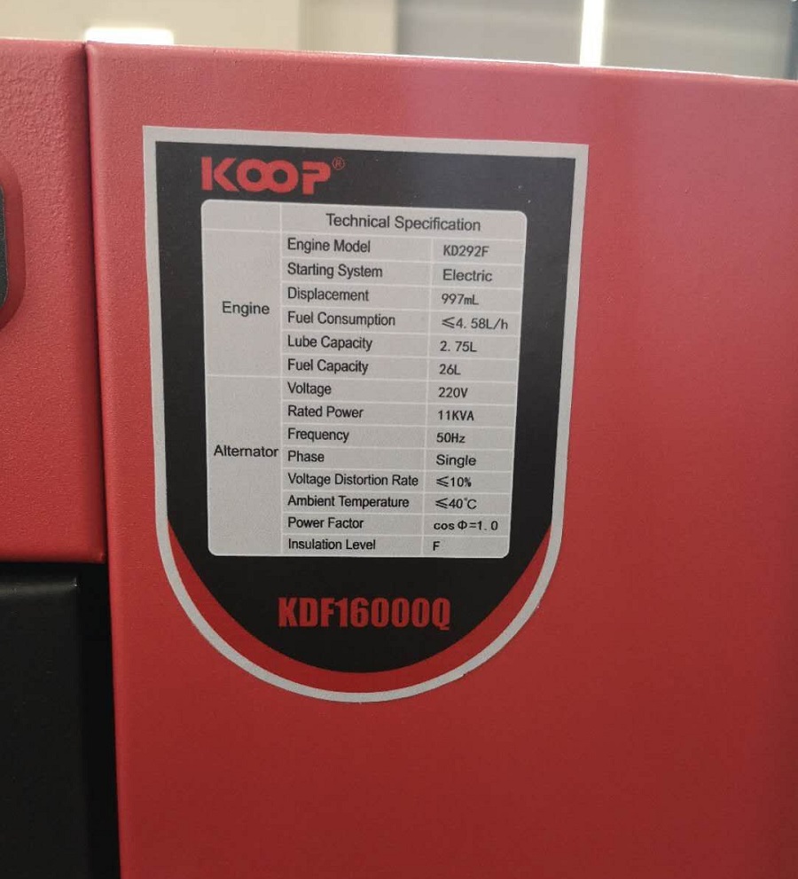 Máy Phát Điện Chạy Dầu 11kVA Koop KDF16000Q