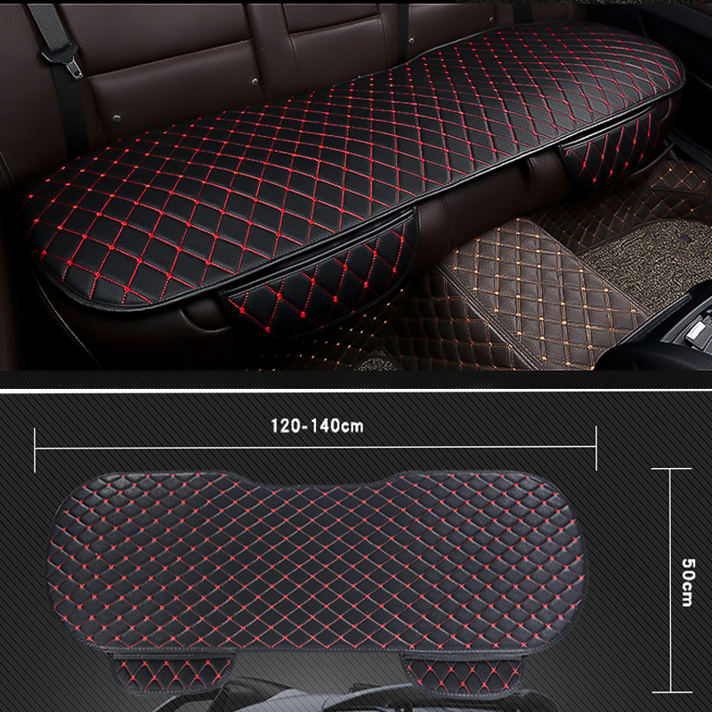 Đệm da lót ghế ngồi băng Sau xe hơi - 3D chỉ đỏ (1 cái ghế sau)