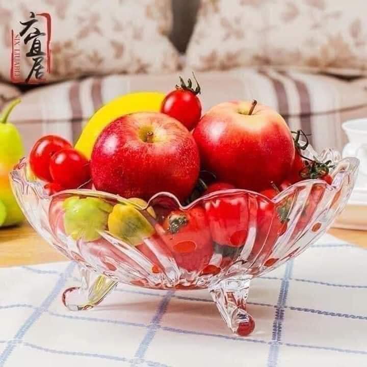 ĐĨA TRÁI CÂY THỦY TINH 3 CHÂN