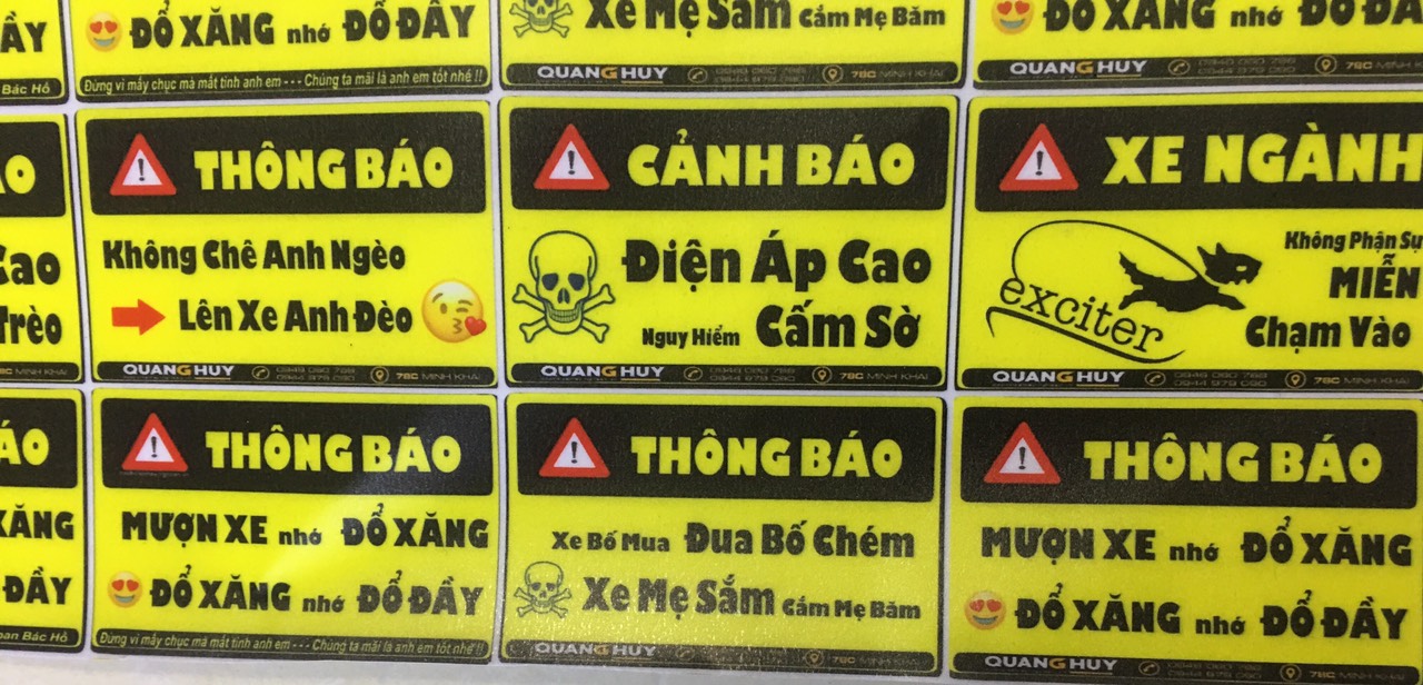 Tem logo cảnh báo - tem cảnh báo nhỏ - tem nhỏ cảnh báo Kích thước 10x24cm