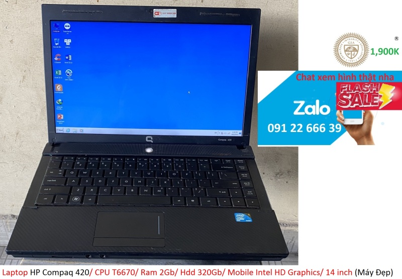 Laptop HP Compaq 420/ CPU T6670/ Ram 2Gb/ Hdd 320Gb/ Mobile Intel HD Graphics/ 14 inch (Máy Đẹp)