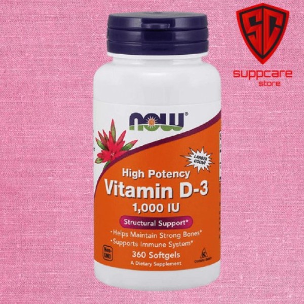 Vitamin D3 | Now Vitamin D3 1000IU 180 - 360 Viên -  Tăng Sức Đề Kháng  -Chính hãng Suppcare Store