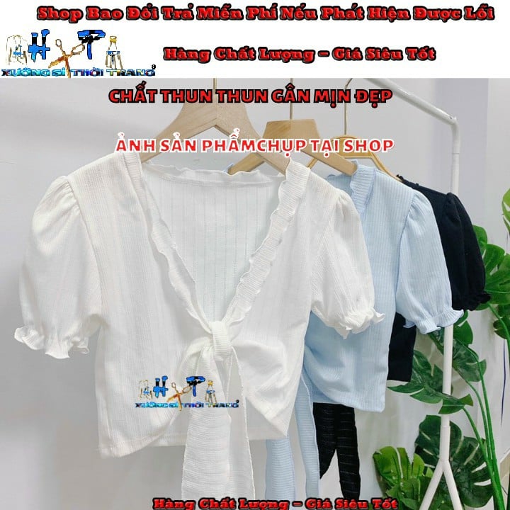 [HCM]Áo thun gân croptop thắt nơ mới thời trang nữ -A41