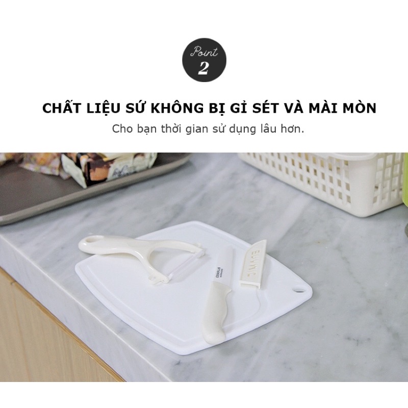 Bộ Dao Gọt Vỏ Bào Sợi Kèm Thớt Lock&Lock Cookplus CKK503WHT