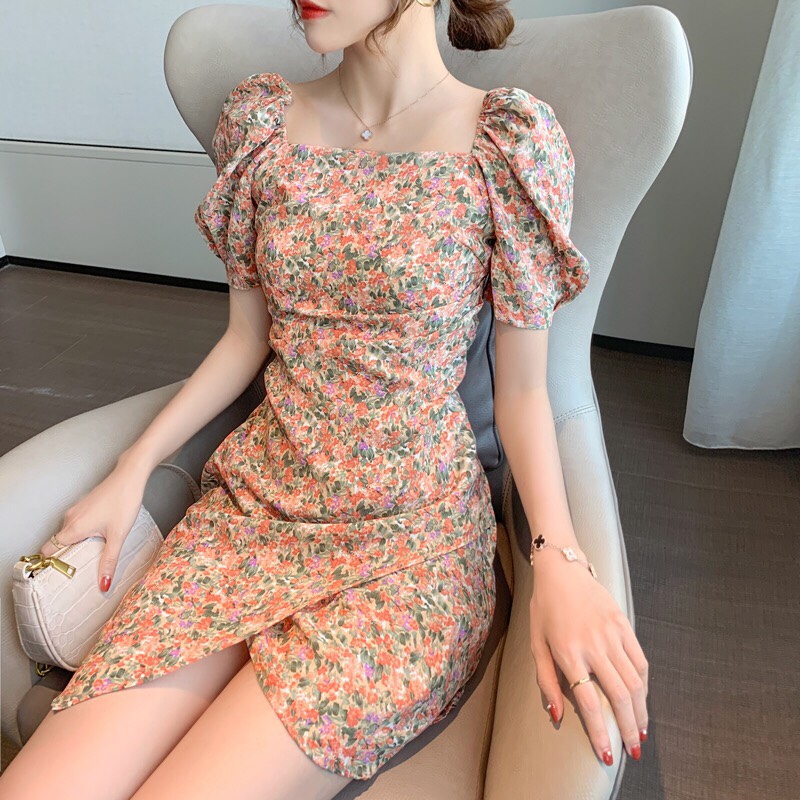 Đầm Lụa Hoa Nhí Vạc Chéo Mặc Được Hai Kiểu Tiểu Thư TTSA0559