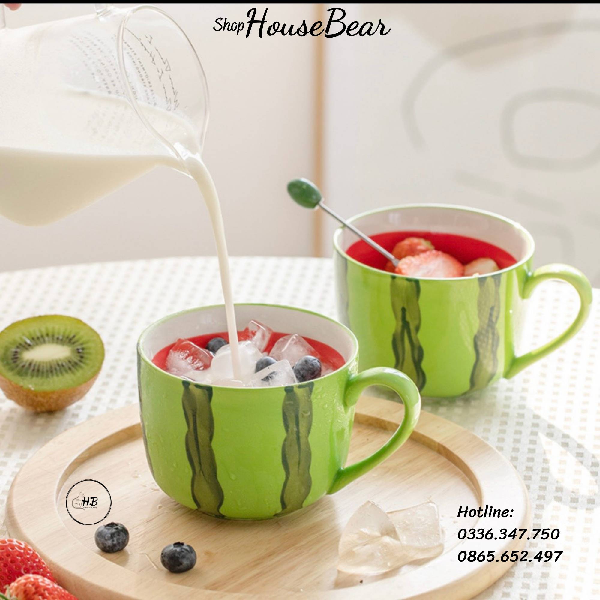 Cốc sứ dưa hấu dễ thương 400ml
