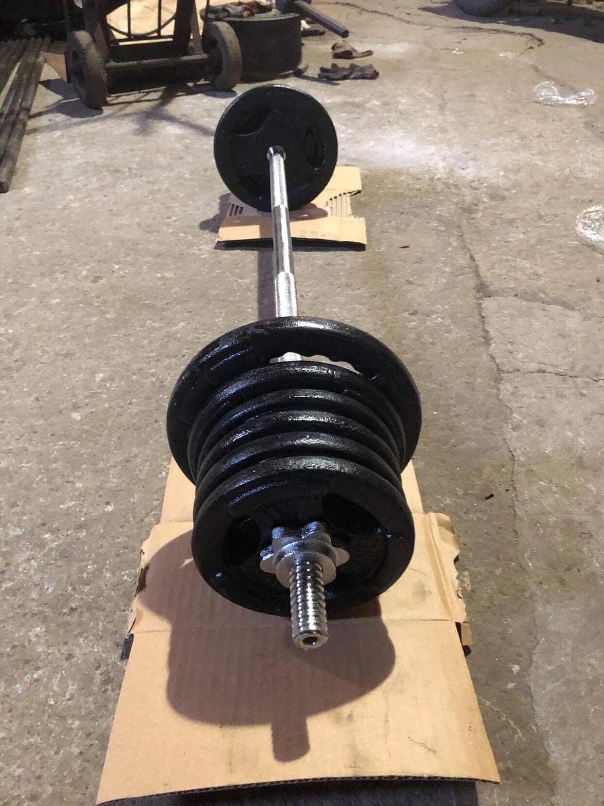 Combo Đẩy Tạ 35kg ( 30 Tạ Gang , 1 Đòn Dài 1m5)