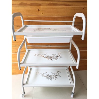 Xe đẩy kính 3 tầng dùng cho spa, tmv