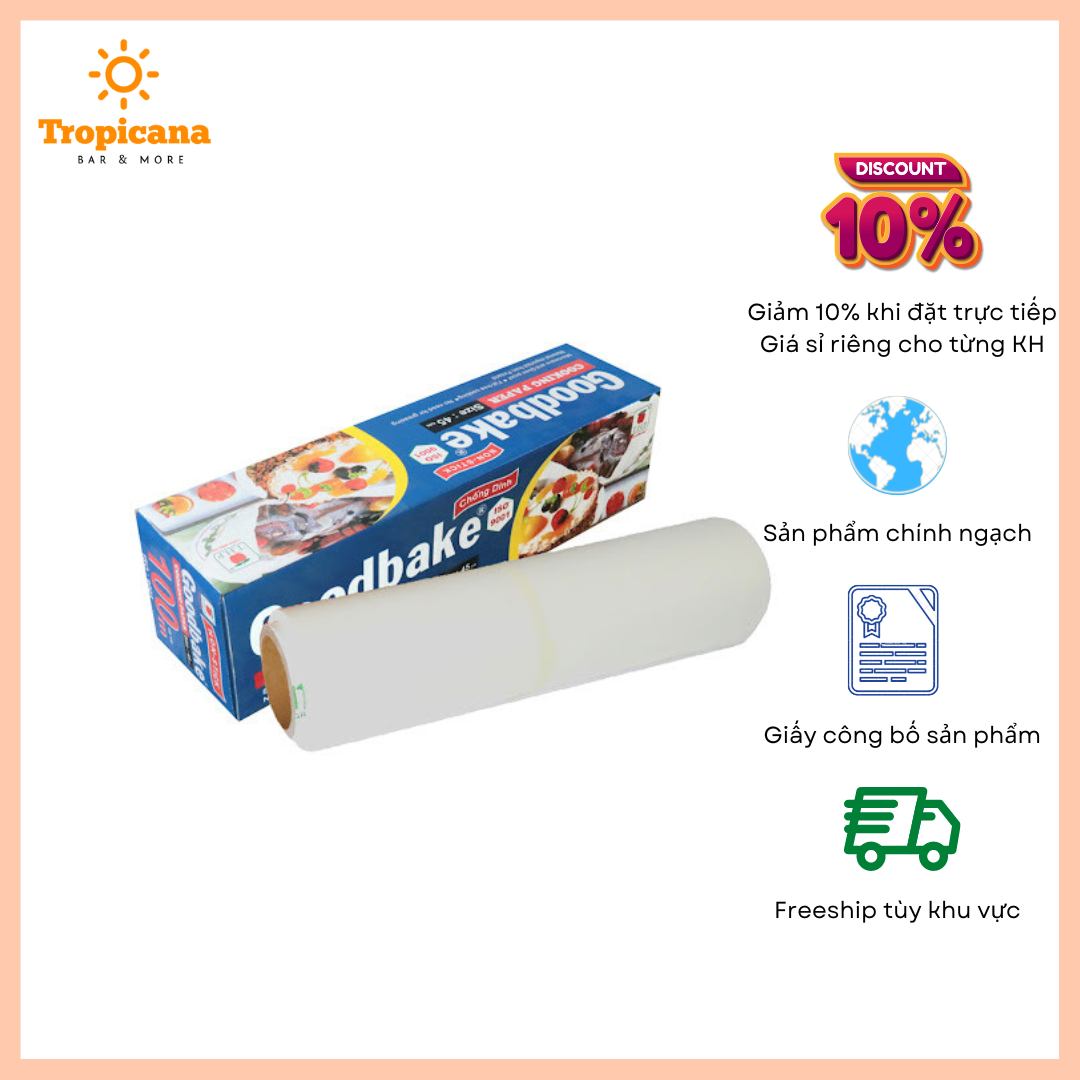 Giấy nến nướng bánh không thấm dầu Goodbake - Cuộn 30cm x 5m