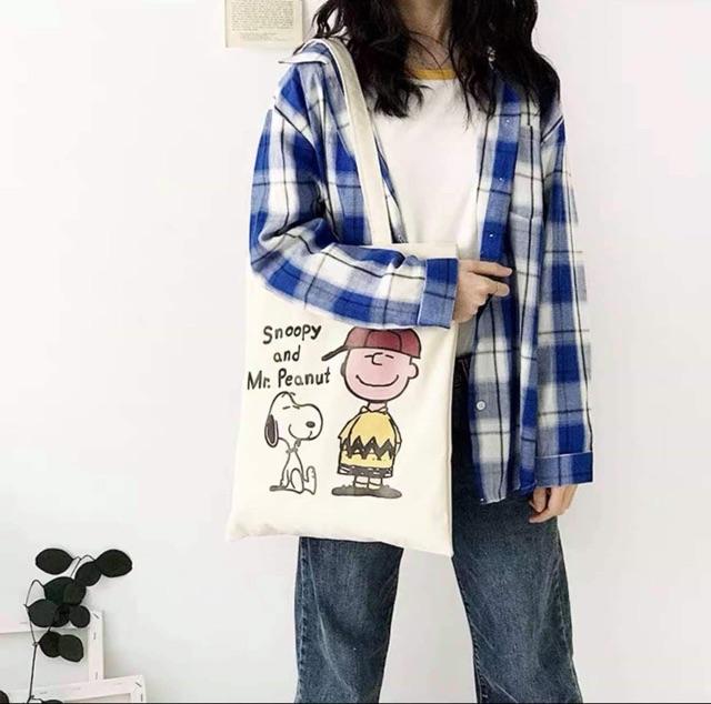 [Túi tote] Túi vải Snoopy cún và người DTR0719