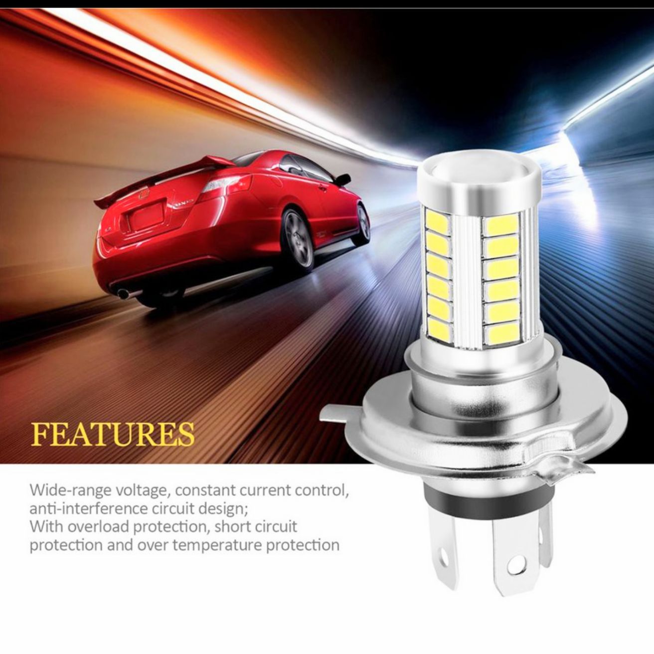 SIÊU RẺ VỚI ĐÈN PHA LED CHỐNG SƯƠNG MÙ BAN NGÀY H4 33SMD XE MÁY VÀ ÔTÔ SIÊU SÁNG