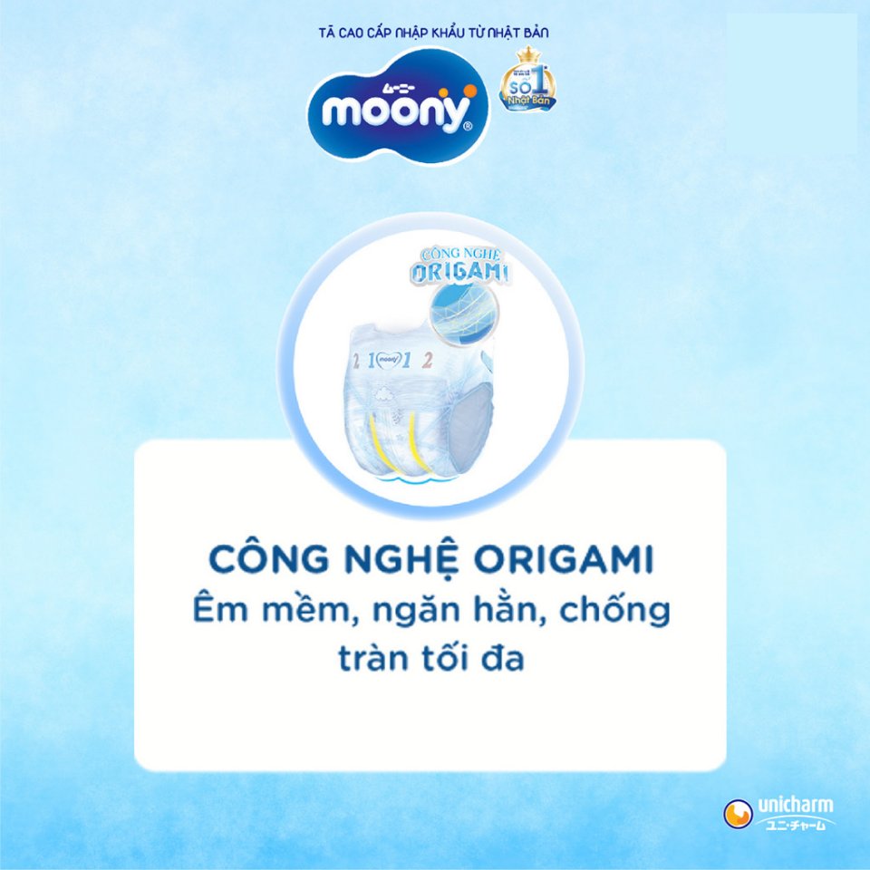 Tã Dán Moony Cao Cấp Size L (9 - 14kg) (Xanh) Gói 54 Miếng