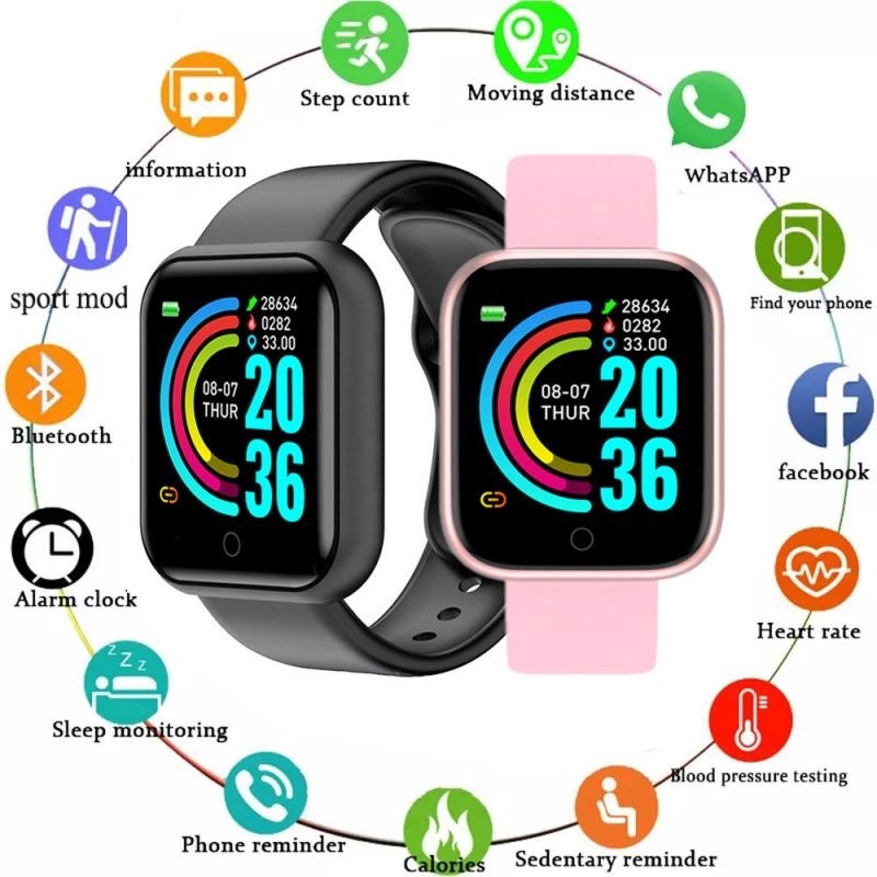 Smart Watch Men Y68 Bluetooth Fitness Tracker Sport Watch Heart Rate Monitor Blood Pressure Smart Bracelet Men Women Smart Watch