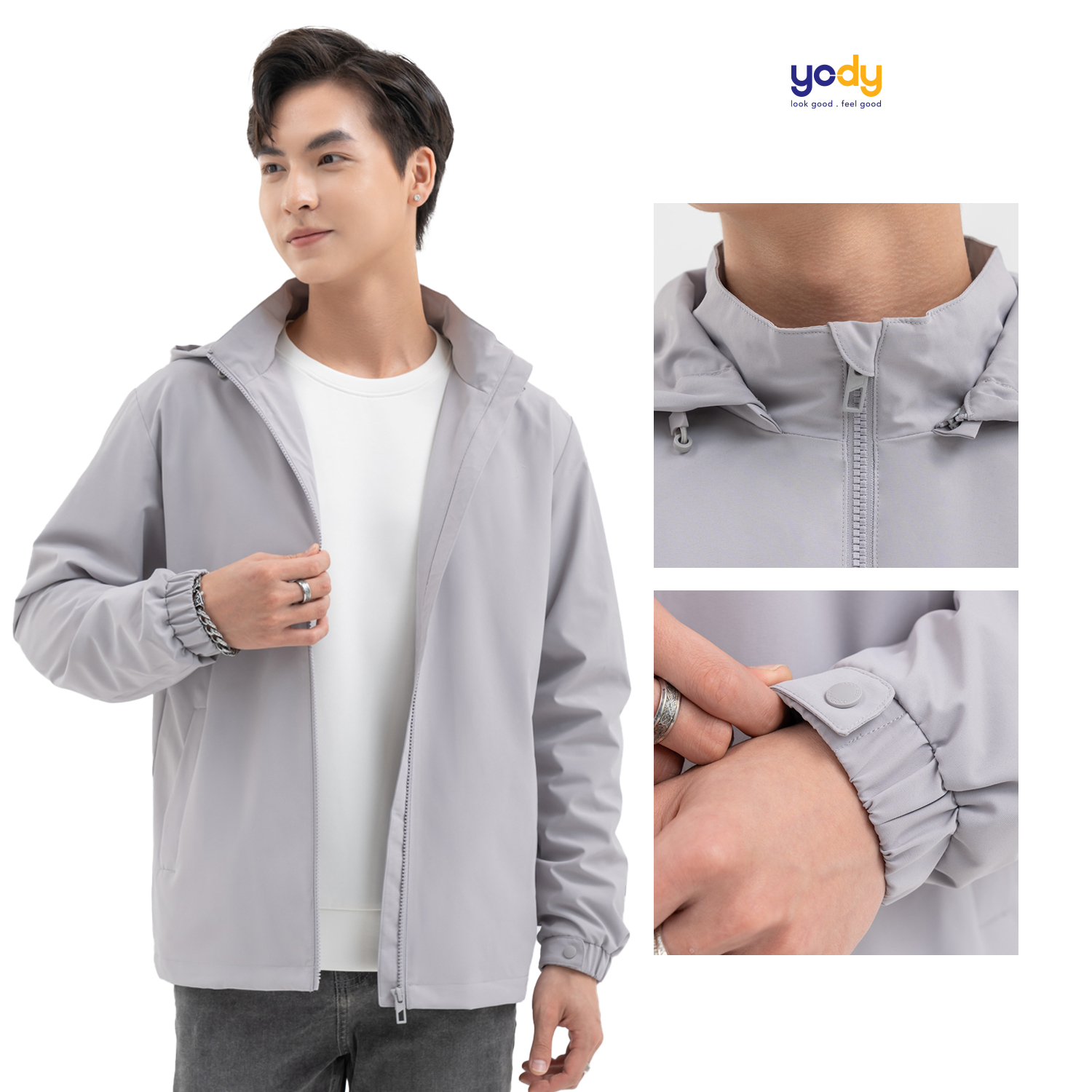 Áo khoác gió nam yody 3c pro mới, áo khoác vải dù 2 lớp ấm áp cản gió cản bụi, chống thấm nước akm6017