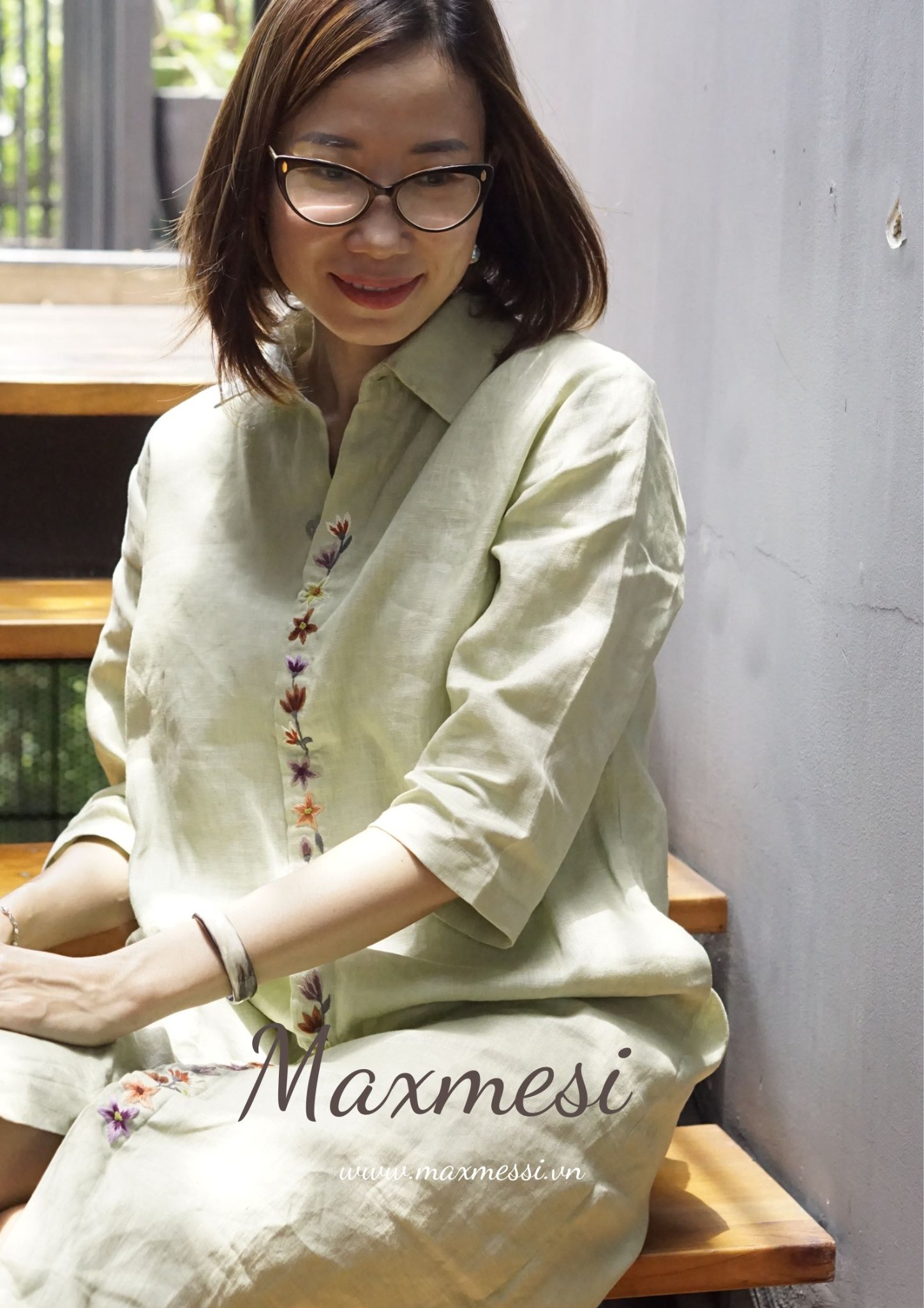 Đầm linen thêu tay ANGELA - MaxMessi