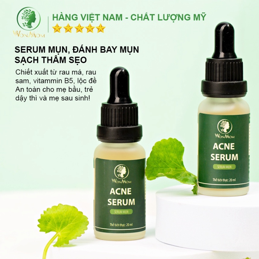 Combo hết mụn cứng đầu với bộ sản phẩm Wonmom ( 1 sữa rửa mặt + 1 serum mụn + 1 kem cấp ẩm )