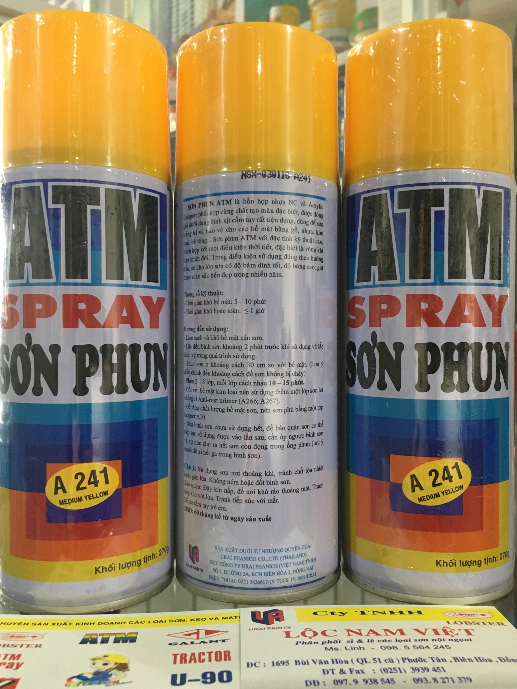 Sơn xịt ATM màu vàng nghệ A241